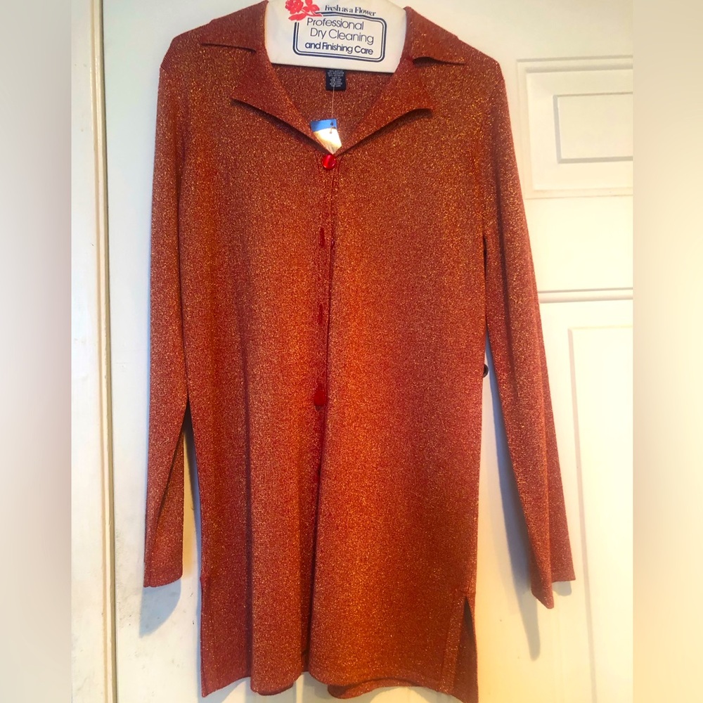 NWT Susan Graver Shimmer Tunic Cardigan Size S